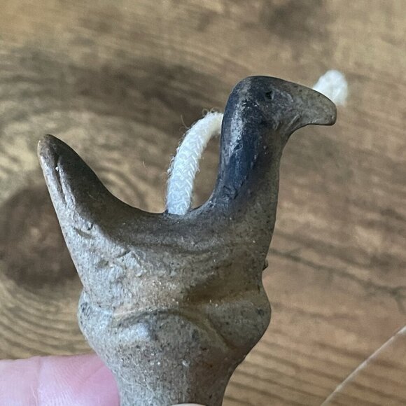 Vintage 1980s Flat Earth Pottery Oil Lamp Ceramic Stoneware Bird Stopper Boho - Picture 8 of 11